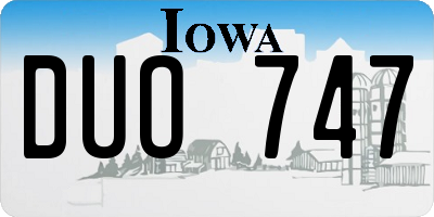 IA license plate DUO747