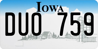 IA license plate DUO759