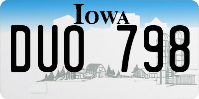 IA license plate DUO798