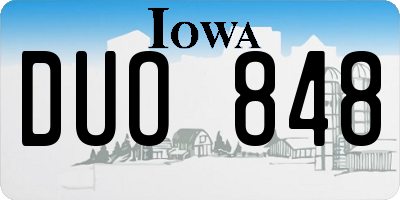 IA license plate DUO848