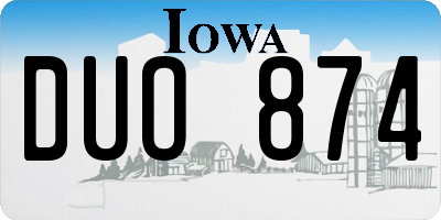 IA license plate DUO874