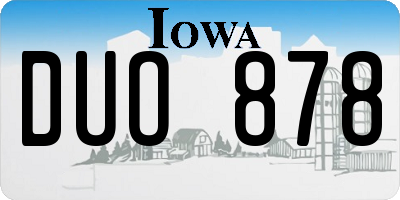 IA license plate DUO878