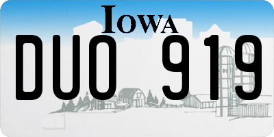 IA license plate DUO919
