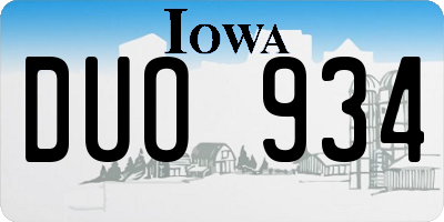 IA license plate DUO934