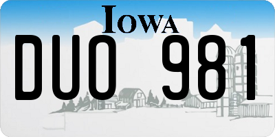 IA license plate DUO981