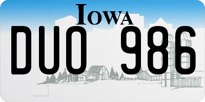 IA license plate DUO986