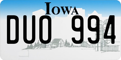 IA license plate DUO994