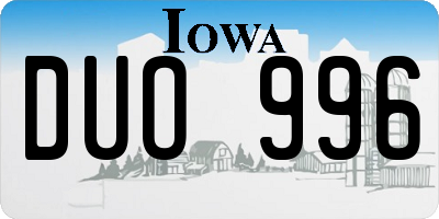 IA license plate DUO996