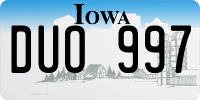 IA license plate DUO997