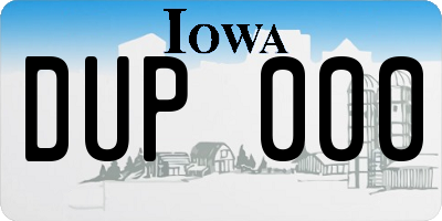 IA license plate DUP000