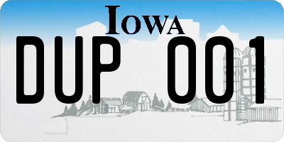 IA license plate DUP001
