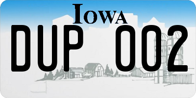 IA license plate DUP002