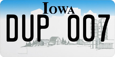 IA license plate DUP007