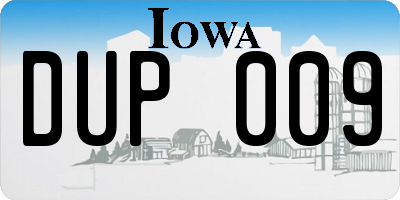 IA license plate DUP009