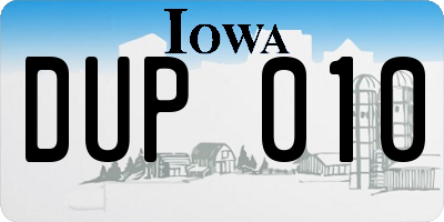 IA license plate DUP010