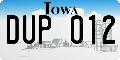 IA license plate DUP012