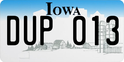 IA license plate DUP013