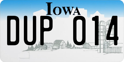 IA license plate DUP014
