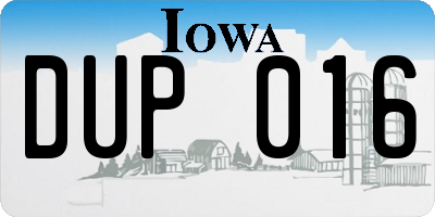IA license plate DUP016