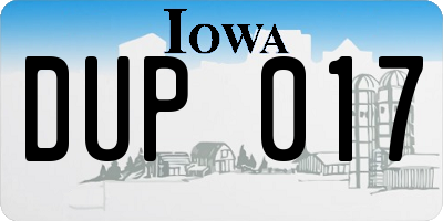 IA license plate DUP017