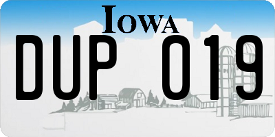 IA license plate DUP019