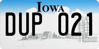 IA license plate DUP021