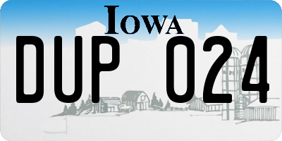 IA license plate DUP024