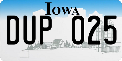 IA license plate DUP025