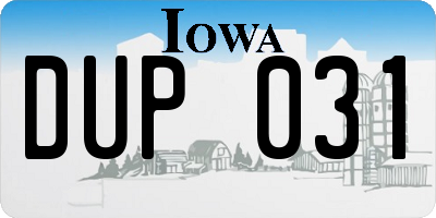 IA license plate DUP031