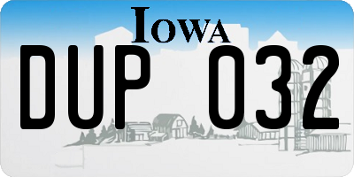 IA license plate DUP032