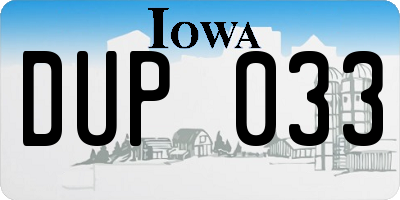 IA license plate DUP033