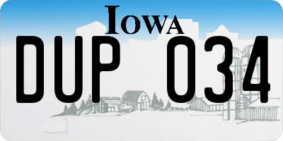 IA license plate DUP034