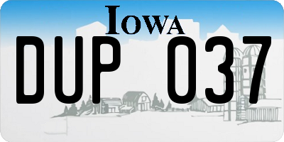 IA license plate DUP037