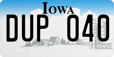 IA license plate DUP040