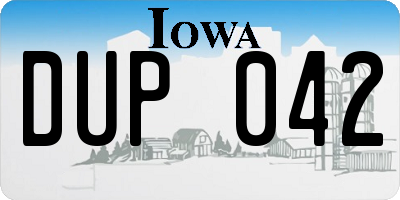 IA license plate DUP042