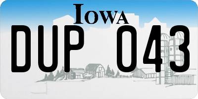 IA license plate DUP043