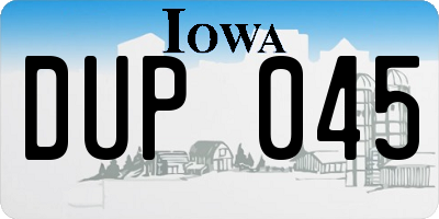 IA license plate DUP045