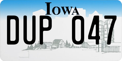 IA license plate DUP047