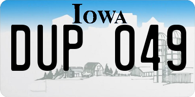 IA license plate DUP049