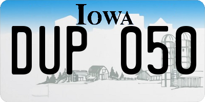 IA license plate DUP050