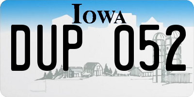 IA license plate DUP052