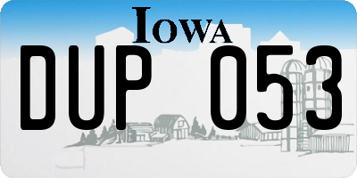 IA license plate DUP053