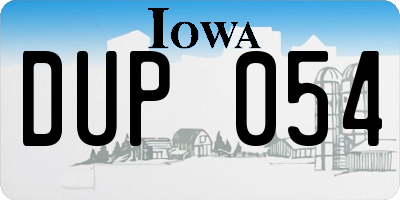 IA license plate DUP054