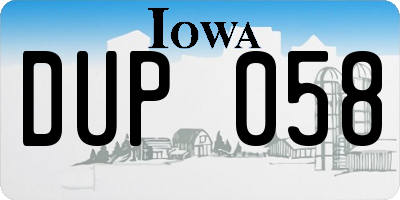 IA license plate DUP058
