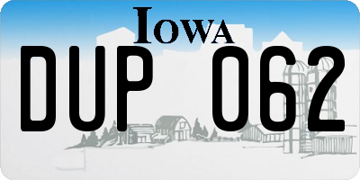 IA license plate DUP062