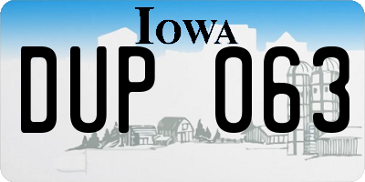 IA license plate DUP063