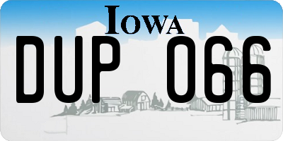 IA license plate DUP066