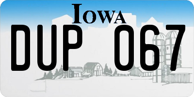 IA license plate DUP067