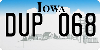 IA license plate DUP068
