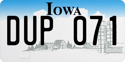 IA license plate DUP071